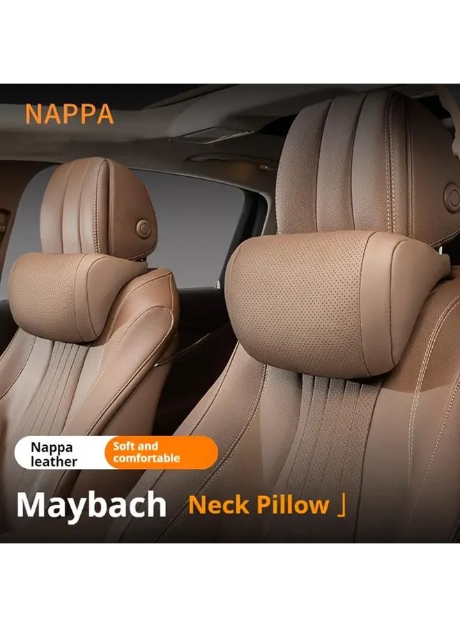 Brown Car Headrest Pillow Ultra Soft Neck Support For Long Drives And Daily Commute - Image 1